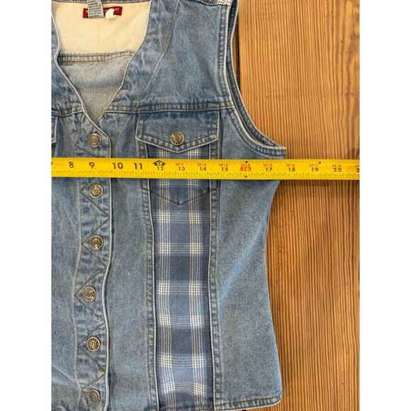 Women's‎ Roadhouse Jeans Denim Vest Plaid Medium Cotton - Picture 5 of 6